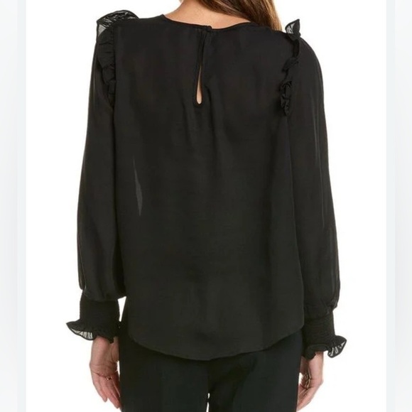 Laundry | Black Smocked Cuff Blouse / Ruffles | Sheer | Women’s Large - Picture 2 of 6